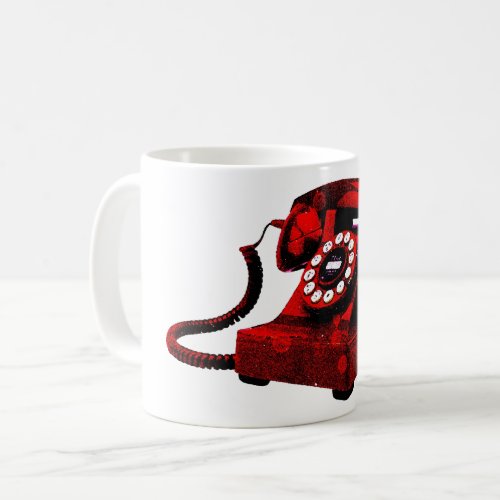 Pop Art Old Red Desk Telephone Box Coffee Mug