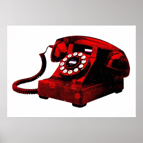 Pop Art Old Red Desk Telephone Box Poster