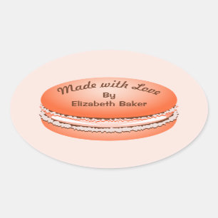 Pop Art Orange Macaron Cookie Personalized Oval Sticker