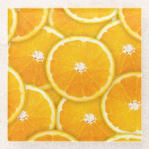 Pop Art Orange Slices Glass Coaster