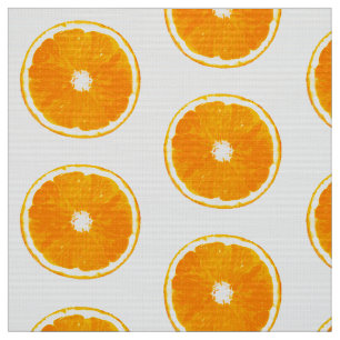Pop Art Orange Slices - white background Fabric
