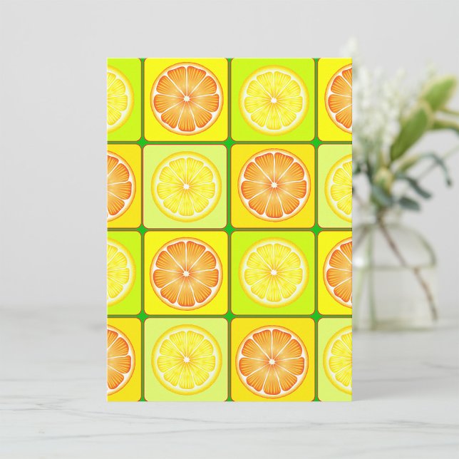 Pop Art Oranges and Lemons Citrus Fruit Invitation (Creator Uploaded)