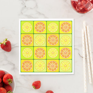 Pop Art Oranges and Lemons Citrus Fruit Napkins