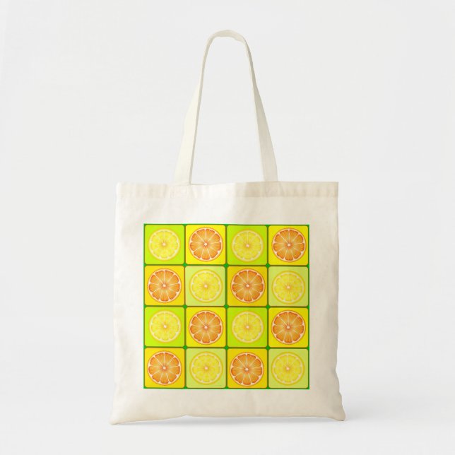 Pop Art Oranges and Lemons Citrus Fruit Tote Bag (Front)