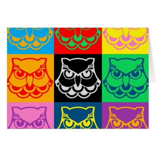 Pop Art Owl Face Cards (Front Horizontal)