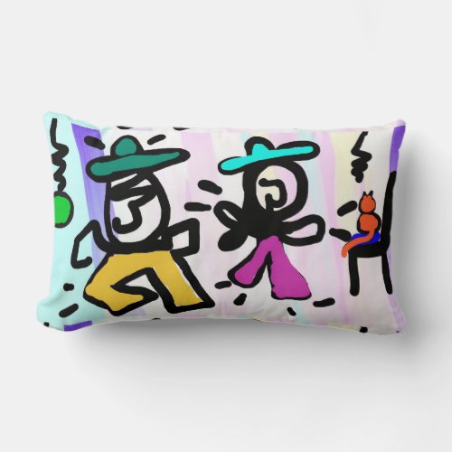 Pop Art Painting Dancing Lumbar Pillow