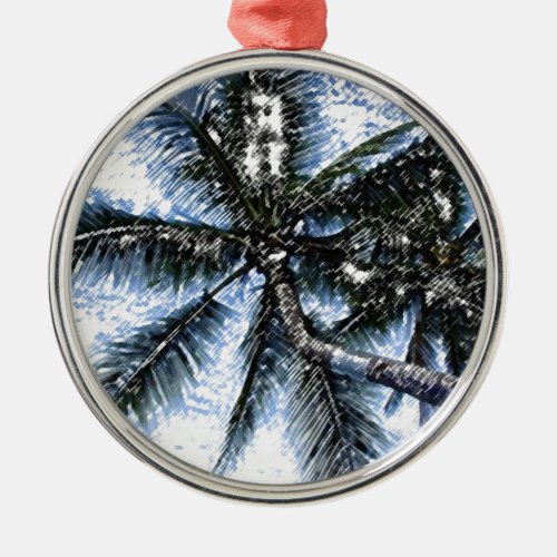 Pop Art Palm Tree Metal Ornament