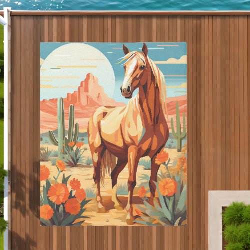Pop Art Palomino Desert Horse Area Outdoor Rug
