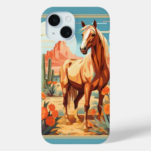 Pop Art Palomino Desert Horse iPhone 15 Case