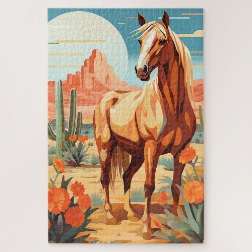 Pop Art Palomino Desert Horse Jigsaw Puzzle