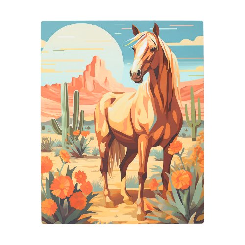 Pop Art Palomino Desert Horse Metal Print