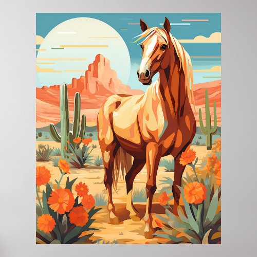 Pop Art Palomino Desert Horse Poster