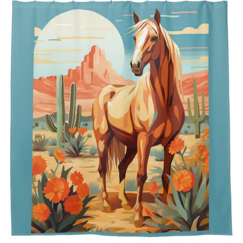 Pop Art Palomino Desert Horse Shower Curtain