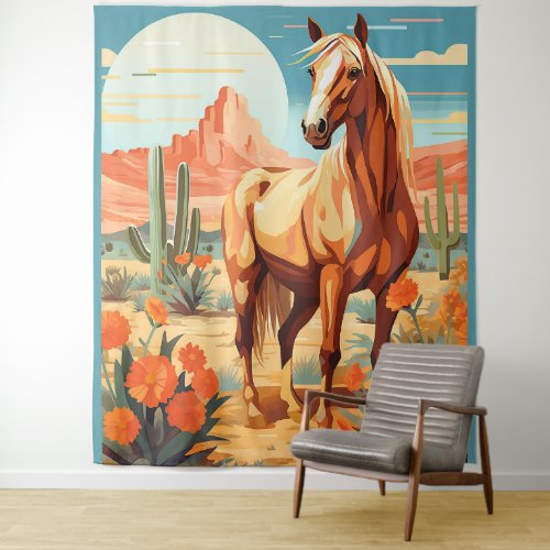 Pop Art Palomino Desert Horse Tapestry