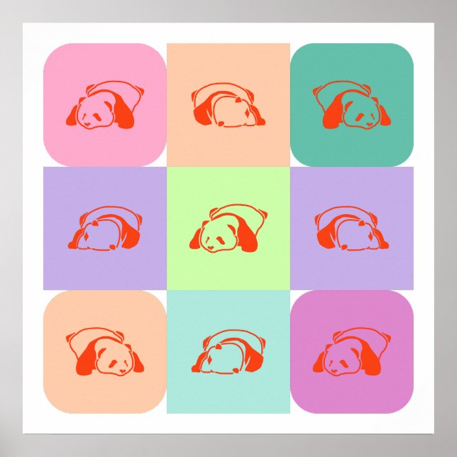 Pop Art Panda Bear Mix Poster (Front)