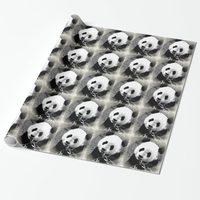 Pop Art Panda Christmas Wrapping Paper (Unrolled)