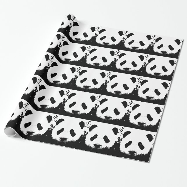 Pop Art Panda Christmas Wrapping Paper (Unrolled)