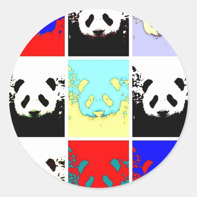 Pop Art Panda Classic Round Sticker (Front)