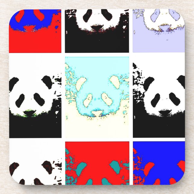 Pop Art Panda Drink Coaster (Front)