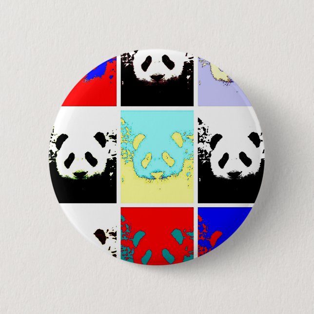 Pop Art Panda Pinback Button (Front)