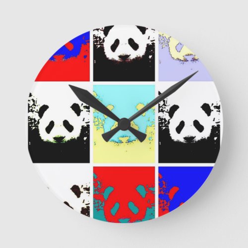Pop Art Panda Round Clock