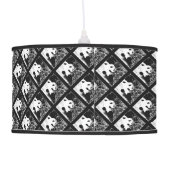 Pop Art Pandas Hanging Lamp Black and White (Back)