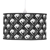 Pop Art Pandas Hanging Lamp Black and White (Front)