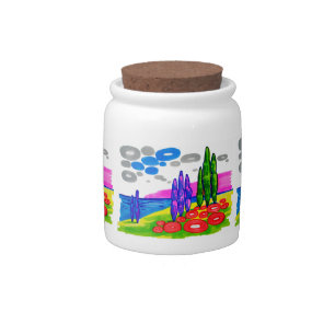 Pop Art Paradise – Bold Graphic Landscape Candy Jar