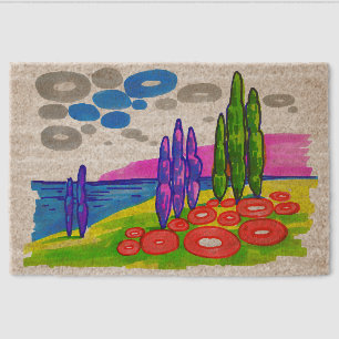 Pop Art Paradise – Bold Graphic Landscape Fiber Doormat