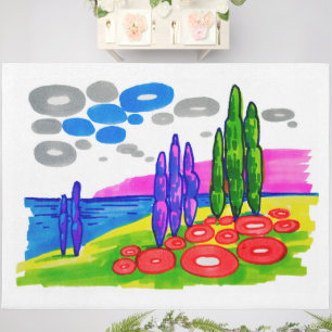 Pop Art Paradise – Bold Graphic Landscape Outdoor Rug