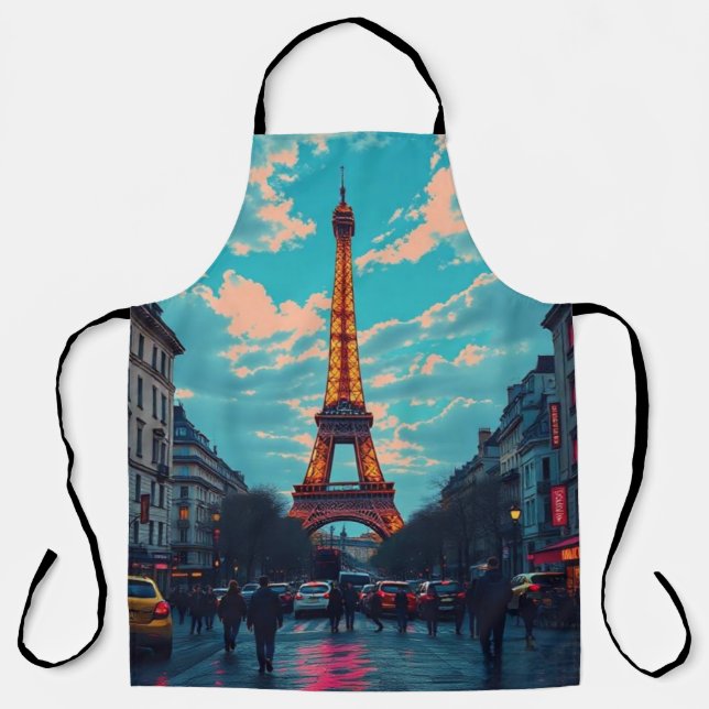 Pop Art Paris – Vibrant Retro Cityscape  Apron (Front)