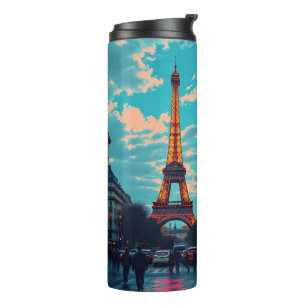 Pop Art Paris – Vibrant Retro Cityscape Thermal Tumbler