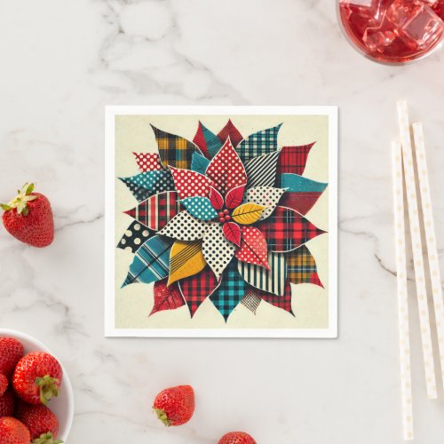 Pop Art Pattern Collage Poinsettia Découpage Napkins
