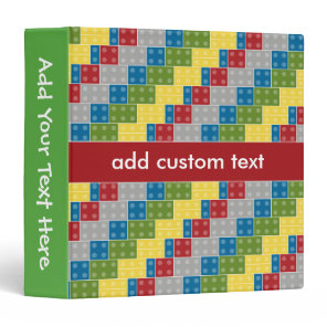 Pop Art Pattern Colorful Bricks for Boys Binder
