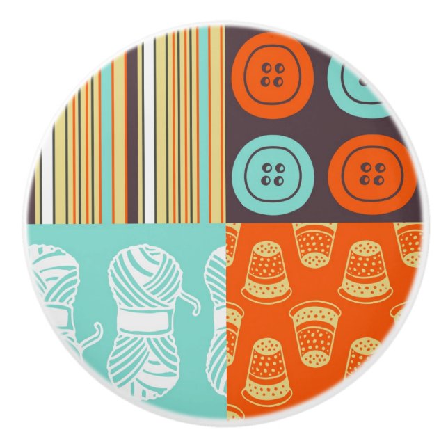 Pop-art pattern - sewing ceramic knob (Front)