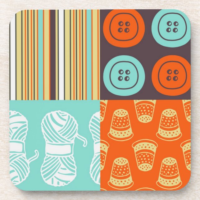 Pop-art pattern - sewing drink coaster (Front)