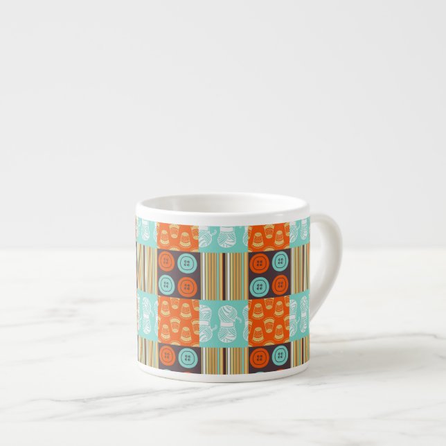 Pop-art pattern - sewing espresso cup (Front Right)