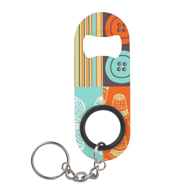 Pop-art pattern - sewing keychain bottle opener (Front)