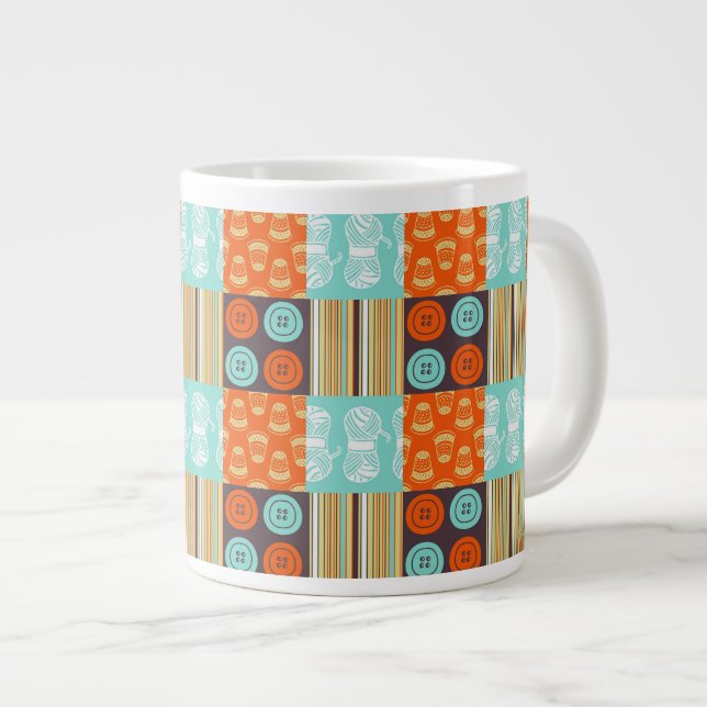 Pop-art pattern - sewing large coffee mug (Front Right)
