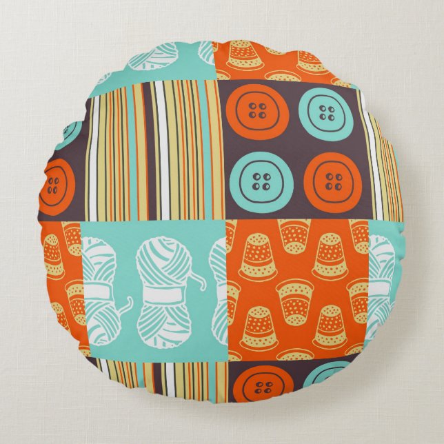 Pop-art pattern - sewing round pillow (Front)