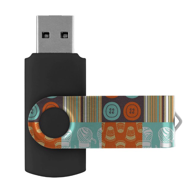 Pop-art pattern - sewing USB flash drive (Opened)