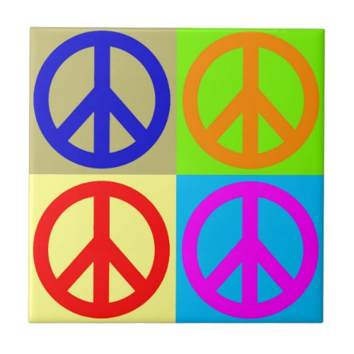 Pop Art Peace Sign Symbol Ceramic Tile