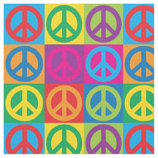 Pop Art Peace Symbols Fabric