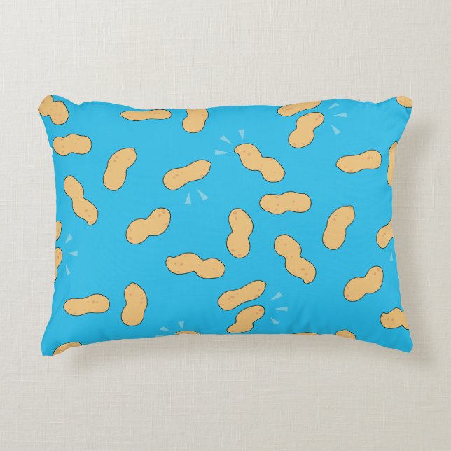 Pop Art Peanut Cartoon Blue Accent Pillow (Front)