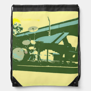 Pop Art Piano Drums Guitar Drawstring Bag