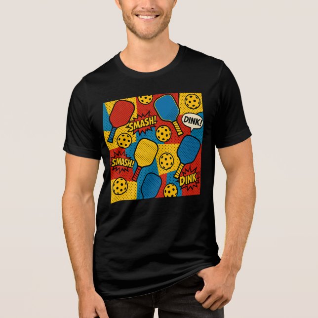 Pop Art Pickleball – Retro Comic-Style Design Tri-Blend Shirt (Front)