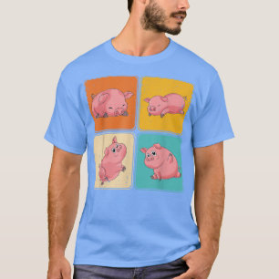Pop Art Piglet Lover Farmer Cute Farm Animal Pig 5 T-Shirt