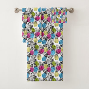 Pop Art Pineapples And Palm Leaves Bath Towel Set
