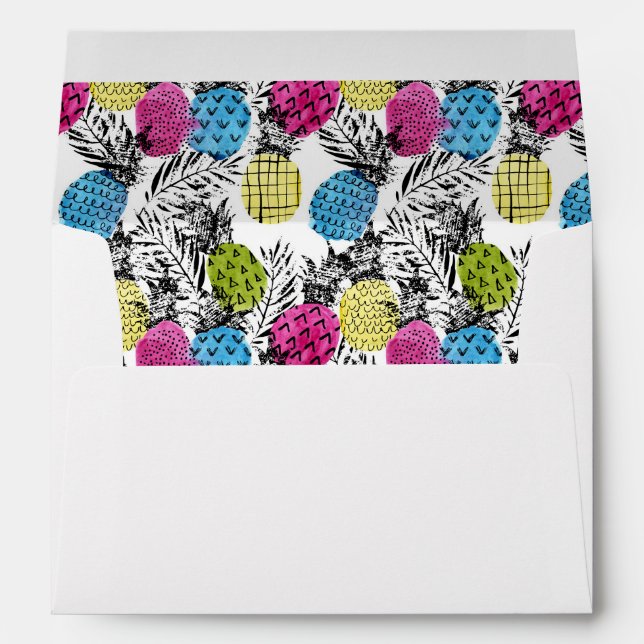 Pop Art Pineapples And Palm Leaves Envelope (Back (Bottom))