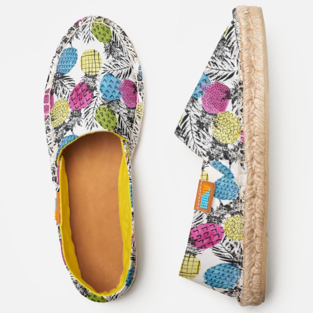Pop Art Pineapples And Palm Leaves | Monogram Espadrilles (Side)